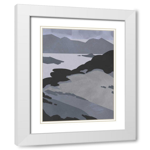 Grayscale Island Chain II White Modern Wood Framed Art Print with Double Matting by Green, Jacob
