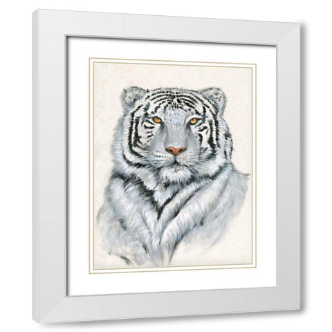 White Tiger I White Modern Wood Framed Art Print with Double Matting by OToole, Tim