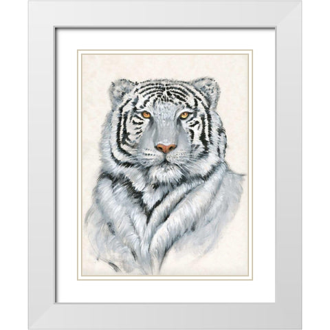 White Tiger I White Modern Wood Framed Art Print with Double Matting by OToole, Tim