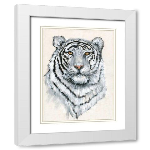 White Tiger II White Modern Wood Framed Art Print with Double Matting by OToole, Tim