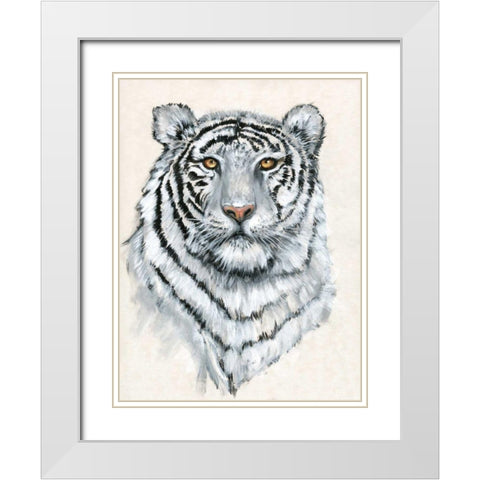 White Tiger II White Modern Wood Framed Art Print with Double Matting by OToole, Tim