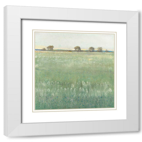 Green Meadow I White Modern Wood Framed Art Print with Double Matting by OToole, Tim