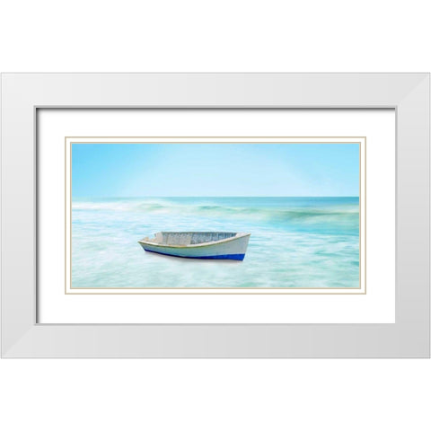 Boat on a Beach I White Modern Wood Framed Art Print with Double Matting by McLoughlin, James