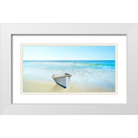 Boat on a Beach IV White Modern Wood Framed Art Print with Double Matting by McLoughlin, James