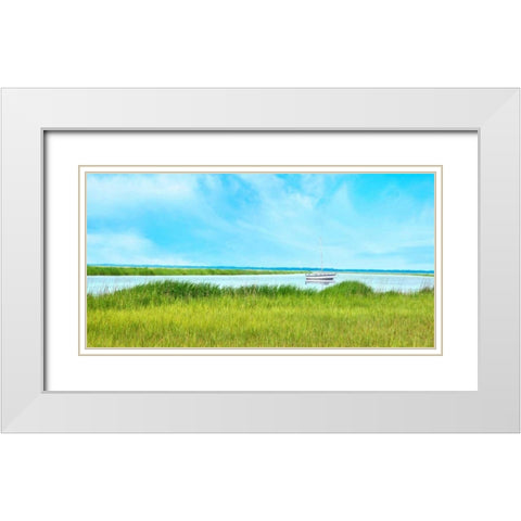 Marsh Mooring White Modern Wood Framed Art Print with Double Matting by McLoughlin, James
