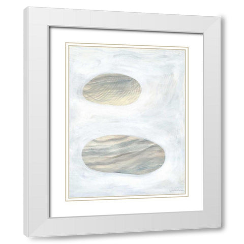 Neutral River Rocks I White Modern Wood Framed Art Print with Double Matting by Lam, Vanna