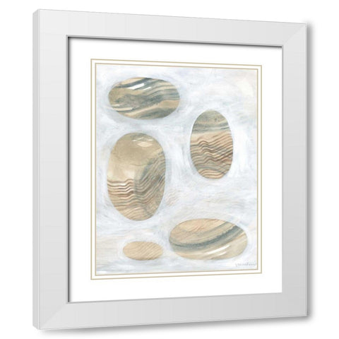 Neutral River Rocks III White Modern Wood Framed Art Print with Double Matting by Lam, Vanna