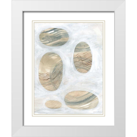 Neutral River Rocks III White Modern Wood Framed Art Print with Double Matting by Lam, Vanna