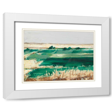Emerald Fields II White Modern Wood Framed Art Print with Double Matting by Harper, Ethan