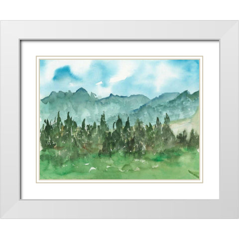 Stand of Evergreens II White Modern Wood Framed Art Print with Double Matting by Harper, Ethan