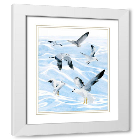 Seagull Soiree I White Modern Wood Framed Art Print with Double Matting by Warren, Annie