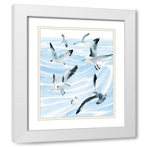 Seagull Soiree II White Modern Wood Framed Art Print with Double Matting by Warren, Annie