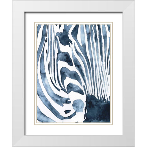 Indigo Zebra I White Modern Wood Framed Art Print with Double Matting by Borges, Victoria