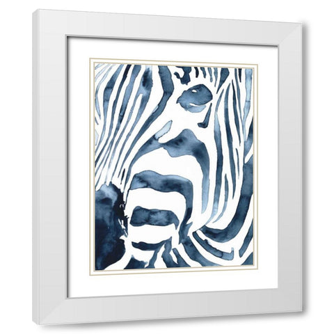 Indigo Zebra II White Modern Wood Framed Art Print with Double Matting by Borges, Victoria