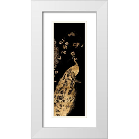 Gilded Peacock Triptych III White Modern Wood Framed Art Print with Double Matting by Goldberger, Jennifer