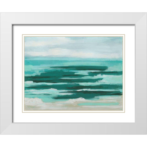 Mint Surf I White Modern Wood Framed Art Print with Double Matting by Vess, June Erica