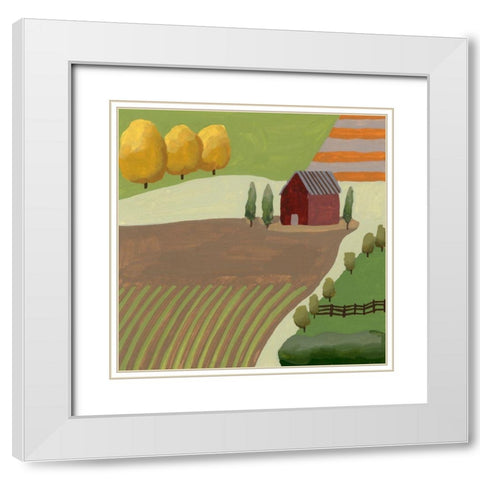 The Hill Village I White Modern Wood Framed Art Print with Double Matting by Wang, Melissa
