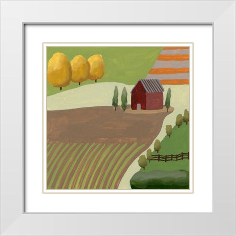 The Hill Village I White Modern Wood Framed Art Print with Double Matting by Wang, Melissa