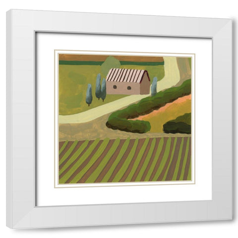 The Hill Village III White Modern Wood Framed Art Print with Double Matting by Wang, Melissa