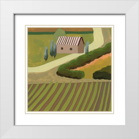 The Hill Village III White Modern Wood Framed Art Print with Double Matting by Wang, Melissa