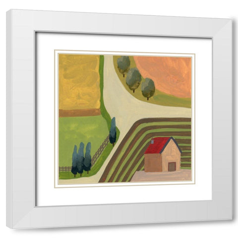 The Hill Village IV White Modern Wood Framed Art Print with Double Matting by Wang, Melissa