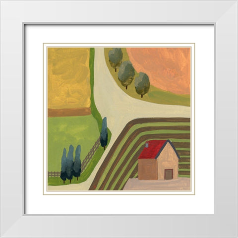 The Hill Village IV White Modern Wood Framed Art Print with Double Matting by Wang, Melissa