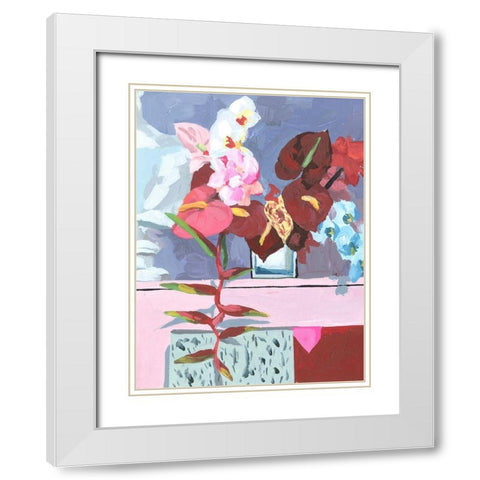 Flame Bouquet I White Modern Wood Framed Art Print with Double Matting by Wang, Melissa