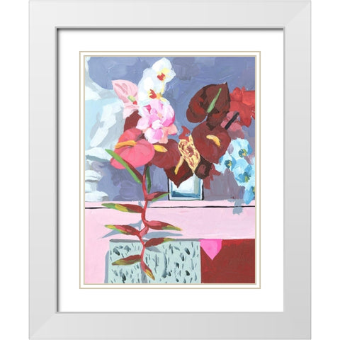 Flame Bouquet I White Modern Wood Framed Art Print with Double Matting by Wang, Melissa