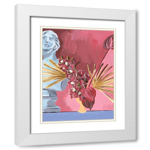 Flame Bouquet II White Modern Wood Framed Art Print with Double Matting by Wang, Melissa