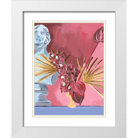 Flame Bouquet II White Modern Wood Framed Art Print with Double Matting by Wang, Melissa
