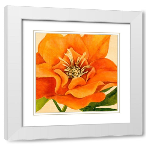 Copper Petals II White Modern Wood Framed Art Print with Double Matting by Warren, Annie