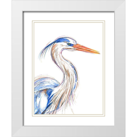 Herons Glance I White Modern Wood Framed Art Print with Double Matting by Warren, Annie