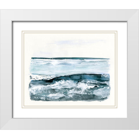 Choppy Surf I White Modern Wood Framed Art Print with Double Matting by Barnes, Victoria