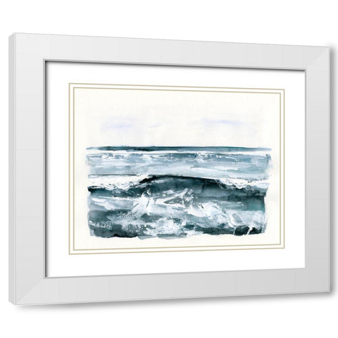 Choppy Surf II White Modern Wood Framed Art Print with Double Matting by Barnes, Victoria