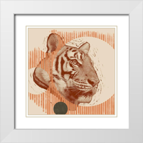 Pop Art Tiger I White Modern Wood Framed Art Print with Double Matting by Green, Jacob