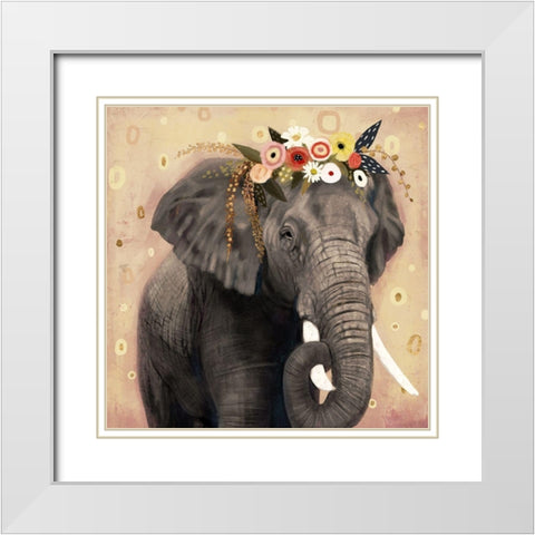 Klimt Elephant I White Modern Wood Framed Art Print with Double Matting by Barnes, Victoria