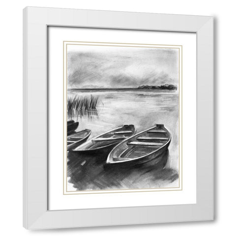 Bateau Noir I White Modern Wood Framed Art Print with Double Matting by Parker, Jennifer Paxton