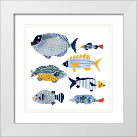 Patterned Fish I White Modern Wood Framed Art Print with Double Matting by Barnes, Victoria