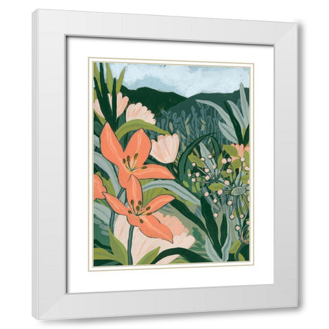 Spring Valley Blooms I White Modern Wood Framed Art Print with Double Matting by Vess, June Erica