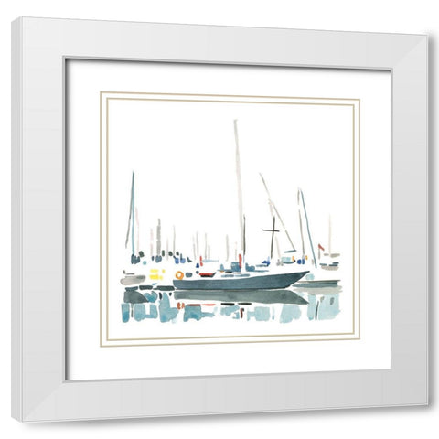 Sailboat Scenery I White Modern Wood Framed Art Print with Double Matting by Caroline, Emma