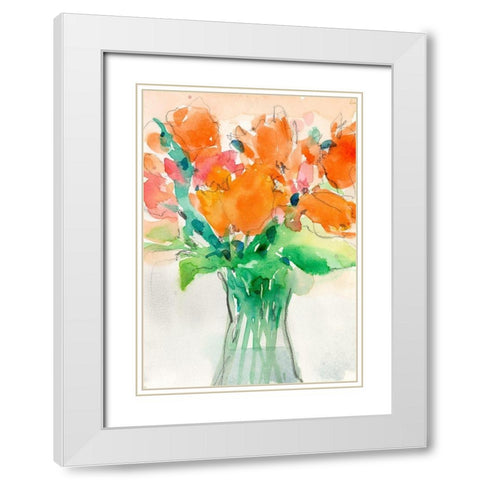 Cheerful Bouquet I White Modern Wood Framed Art Print with Double Matting by Dixon, Samuel