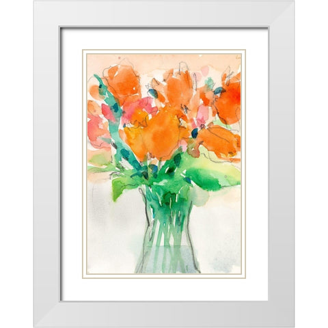 Cheerful Bouquet I White Modern Wood Framed Art Print with Double Matting by Dixon, Samuel