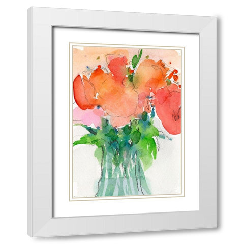 Cheerful Bouquet II White Modern Wood Framed Art Print with Double Matting by Dixon, Samuel