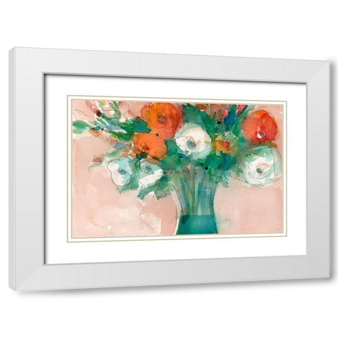 Abundant Bouquet I White Modern Wood Framed Art Print with Double Matting by Dixon, Samuel