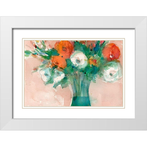Abundant Bouquet I White Modern Wood Framed Art Print with Double Matting by Dixon, Samuel