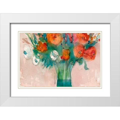 Abundant Bouquet II White Modern Wood Framed Art Print with Double Matting by Dixon, Samuel