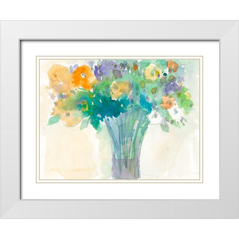 A Splash of Teal II White Modern Wood Framed Art Print with Double Matting by Dixon, Samuel