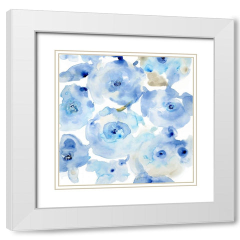 Blue Roses I White Modern Wood Framed Art Print with Double Matting by OToole, Tim
