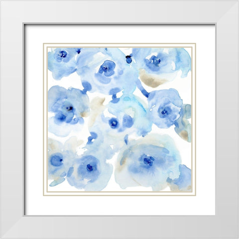 Blue Roses II White Modern Wood Framed Art Print with Double Matting by OToole, Tim