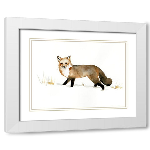 Winter Fox II White Modern Wood Framed Art Print with Double Matting by Barnes, Victoria